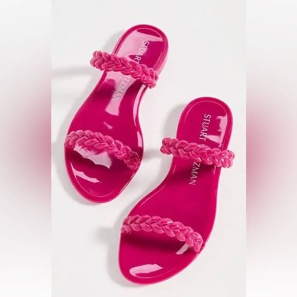 Stuart Weitzman $125 Braida Sawyer Jelly Orchid Pink Flat Sandals 6 36.5 BNIB! - Picture 3 of 14